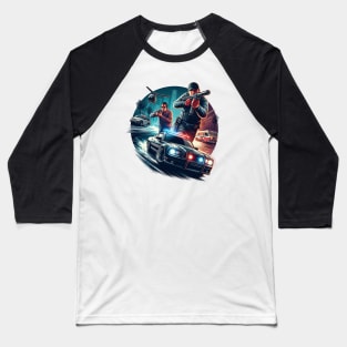 Deadly Chase: Wheels and Shadows on the Run Baseball T-Shirt